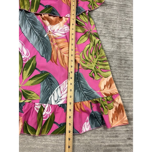 Shein Dress Womens XL Pink Tropical Floral Strapless Mini Polyester - Picture 6 of 13